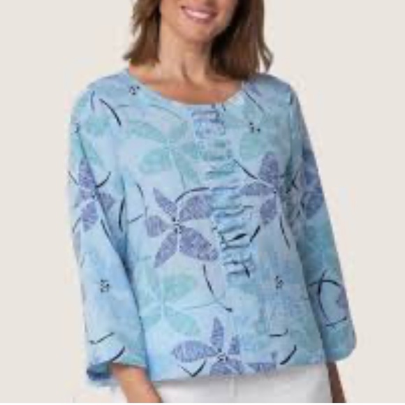 Habitat Tops - Habitat Light Blue Floral Blouse